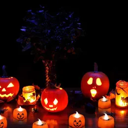 Halloween Pumpkin sem bateria de velas sem chamas, LED Tea Light Velas para o Halloween Indoor Outdoor tema Par Jlloev