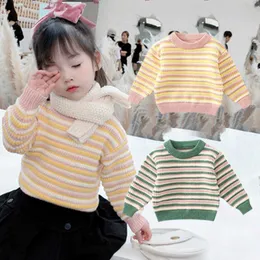 Girls Sweater Baby's Coat Outwear 2021 Stylish Thicken Warm Winter Autumn Knitting Casual Pullover Top Cotton Children's Clothin Y1024