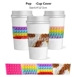 Cup Cover Drinkware Handle Pop Push Bubble Fidget Toy Adult Stress Relief Squeeze Toys Antistress Popit Soft Squishy Gifts Kids