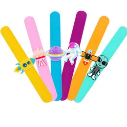 Charm Bracelets Children Cartoon Soft Silicone On Hand Space Spacecraft Rocket Astronaut Wristband Bracelet For Kids Party Gift