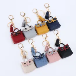 Creative Tassel Owl Bag Key Chain Cute Cartoon Fashion Bags Accessories Keychains Female Car Pendant KeyRing