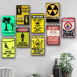 Danger Metal Sign Metal Alerta de placa de placa de placa de metal vintage Cuidado com decoração de parede ao ar livre Poster de aviso de lata