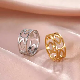 Zespół Gold Color Ryby Pierścienie Dla Kobiet Zwierząt Oświadczenie Biżuteria Ze Stali Nierdzewnej Para Luksusowy Zaręczyny Band Wedding Best Gifts G1125