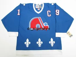 Goedkope Custom Joe Sakic Quebec Nordiques Vintage CCM Hockey Jersey Stitch Voeg elke nummernaam toe Mannen Kid Hockey Jerseys XS-5XL