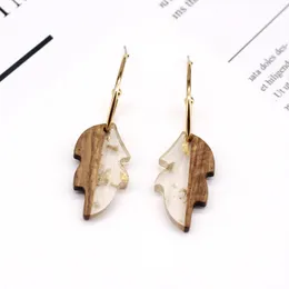 Resin Wooden Leaves Dangle Earrings For Womens Jewelry Wood Leaf Alloy Hoops Earring Gifts Women Accessories