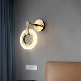 Wandleuchte Licht Luxus Ring Nachmodernem Minimalist Schlafzimmer Nachtwohnzimmer TV Kupfer Gang