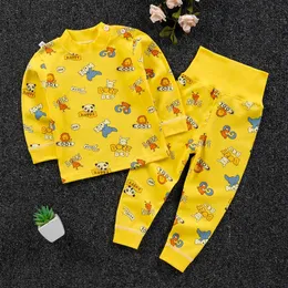 2021 Children's Cotton Boys and Girls Baby Cotton Underwear Set Autumn Clothes Top +high Waist Pants Home Service Baby Clothes G1023