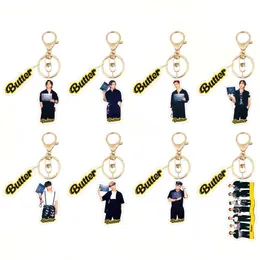 KPOP BANGTAN BUBYS NYA ALBUM BUTTER CREATIVE Keychain KeyRing Jimin Jungkook V SUGA BAG Tillbehör till fans Dekoration Gifts G1019