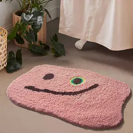 Różowy Puszysty Łazienka Mata Nordic Dywan Dywan Kąpiel Room Pokój Podłogowy Wanna Maty Absorbent Anti Slip Pad Bathmat Doormat Home Decor 210727