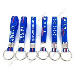 5 Styles Silicone Trump Keychain Party Favor 2024 American Election Keychains Keep America Great for President Wristband keyring
