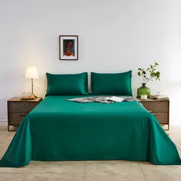 Nordic Simple 100% Cotton 40S Satin Flat Bed Sheet 1PC Luxury Bed linen Single Double Solid Color Bed Covers Green Dropshipping