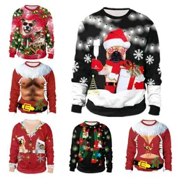 Unisex 2021 Ugly Christmas Sweater For Holidays Santa Elf Christmas Funny Fake Hair Sweater Autumn Winter Blouses Clothing Y1118