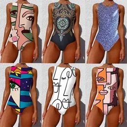 Striped Women Swimsuit High Quality Swimwear Printed Push Up Monokini Summer Bathing Suit Tropical Bodysuit Female 210611