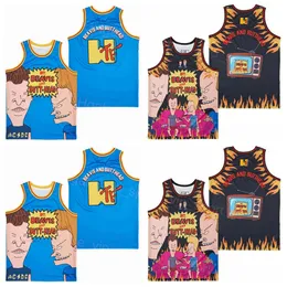 Film Film The House Down Maglia da basket Beavis e Butt-head Do America 1996 Retro Hiphop Nero Blu Colore All Ed Hip Hop Puro cotone per gli appassionati di sport Uniforme