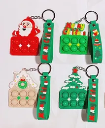 Decompression Toys New Cute Silicone Christmas Caroon Poppers Bubbles Santa Xmas Tree Snowman pendant Keychain