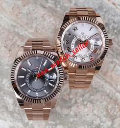 4 colors luxury mens watches master Sky-D 326935 M326935 326934 326938 rose gold case fluted bezel rhodium dial mechanical automatic movement sport wristwatches