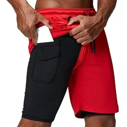 New Men Running Shorts Sports Gym Compression Phone Pocket Wear Under Base Layer Short Pants Athletic Solid Tights Shorts Pants 05