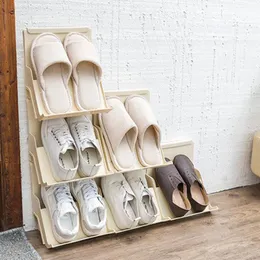 Hooks & Rails 2021 1/2/4pcs Stackable Space-saving Shoes Shelf Single Layer Plastic Shoe Rack For Home Dorm DCS Dropship