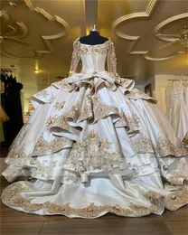 Champagne Long Sleeve Quinceanera Dresses 2022 Ruffles Ball Gown Formal Prom Party Dress Lace Up Princess Sweet 15 16 Dress