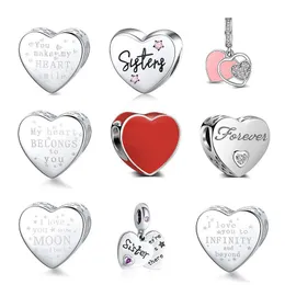 DALARAN Heart Shape Love Sterling Silver Charm 925 Friendship Sisters Bead Fits Original Charm Bracelet DIY Jewelry Q0531