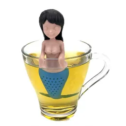 100 sztuk / partia Nowy Mermaid Tea Wisząca Silikonowa Herbata Sitko Czajnik Filtr Torby do herbaty Drinkware Narzędzie SN2001