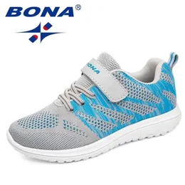 BONA Arrival Style Children Casual Shoes Mesh Sneakers Boys & Girls Flat Child Running Shoes Light Fast Free Shippin 220121
