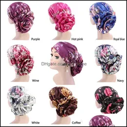 Kapaklar Şapka Aessories Bebek, Çocuk Annelik Kadınlar Çiçek İpek Türban Şapka Hindistan Kap Müslüman Hairnet Kemo Çiçek Bonnet Beanie Için Kız Drop de