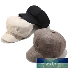 Breathable Cotton Linen Summer Painter Hat Solid Vintage Octagonal Cap Blank Retro Newsboy Beret Cap Women Girl Visor Cap Bone Factory price expert design Quality