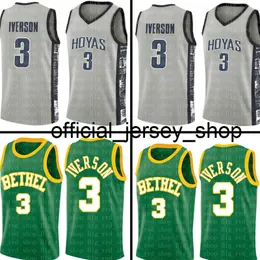 High School Allen 3 Iverson Green Jersey Top Mens University Grey Cheap Wholesale Basketball Jerseys Broderi s S-XXL