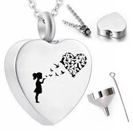 Wholesale cremation jewelry little girl pendant necklace souvenir funeral ashes urn heart-shaped big goose pattern