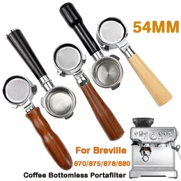 54mm Kaffe Bottenlös Portafilter för Breville 870/878/880 Filter Basket ersättning Espresso Maskin Tillbehör Barista Tool 210712