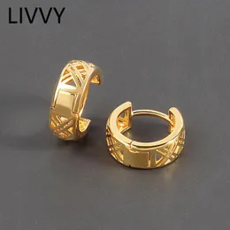 Hoop & Huggie LIVVY Fashion Silver Color Hollow Mesh Earring Female Minimalist Trendy Temperament Handmade Party Jewelry Gift