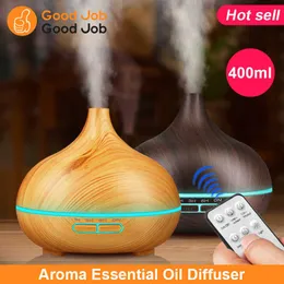 400ml Aroma Essential Oil Diffuser Air Humidifier Remote Control Xiomi With Wood Grain For Office Home 210724