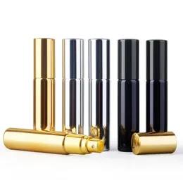 10ML UV Plating Atomizer Mini Refillable Portable Perfume Bottle Spray Bottles Sample Empty Containers Gold Silver Black Color R2021