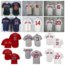 Retro 1914 1936 1936 1967 Vintage Baseball 27 Carlton Fisk Jersey 3 Jimmie Foxx 6 Johnny Pesky Jim Rice Babe Ruth Luis Tiant