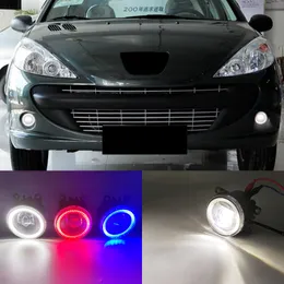 2 Funktioner Auto LED DRL DAYTIME Running Light for Peugeot 207 2009 - 2012 2013 Car Angel Eyes Fog Lamp Foglight