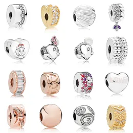 NEW 2021 100% 925 Sterling Silver Love Gem Clip Charm Fit DIY Original Bracelet Fshion Jewelry Gift