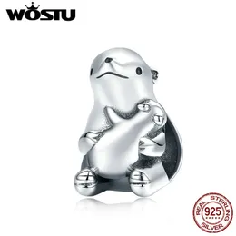 Wostu Polar Bear Beads 925 Sterling Silver 2020 New Polar Mom Kids Charmsビーズフィット女の子ブレスレットバングルDIYジュエリーCTC297 Q0531