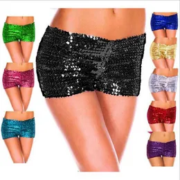 Lantejoulas de Verão Shorts Leggings Casuais Mulheres Elastic Dance Tights Slim Safety Calças Sexy Clueces Clubwear Roupas Femininas