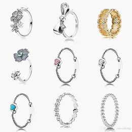 Новые 100% 925 стерлинговых серебряных серебряных колец Cubic Zirconia Diamonds для Pandora стиль четырехцветных капельки циркония могут быть оригинальными дамами подарками с оригинальной коробкой