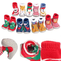 Ywwwen 6 do 36m Boże Narodzenie Kryte skarpetki dziecięce z miękką gumą podeszwy dla niemowląt buty dziecięce dziewczęce zimowe antypoślizgowe skarpetki 211028