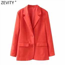 Zevity Euro Kadınlar Moda Şeker Renkler Eğlence Blazer Ceket Ofis Lady Uzun Kollu Iş Giyim Şık Takım Elbise Veste CT780 210927