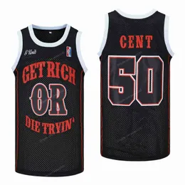 Custom cent #50 Jersey de basquete masculina G unidade fica rica ou morre tentando o Hip Hop Stitched S-4xl qualquer nome e número de qualidade superior