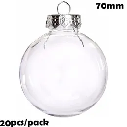 Promoção - 20 peças x DIY Tintable / Shatterproof Clear Christmas Decoração Ornamento 70mm Plástico Bauble / Ball 201019