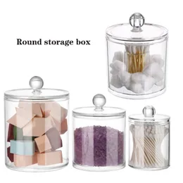 Cosmetic Storage Box Bathroom Organizer Cotton Ball Qtip Holder Acrylic Clear Jar Dustproof Waterproof 210922