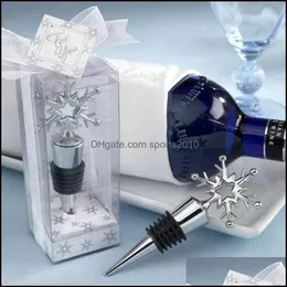 お気に入りのお祝いパーティー用品ホームガーデン100pcs/lot結婚式の好意ギフトZinc Alloy Snoyflake Shape Wine Bottle Stopper fast Dop de