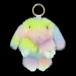 New color plush rabbit doll keychain pendant girl bag car interior alloy hanging ring jewelry children plush small gift G1019
