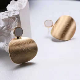 Hoop  Huggie Qitian Punk Statement Curved Geometric Metal Stud Earrings For Women Jewelry Party Gold Silver Color Exaggerated Bijou Gift