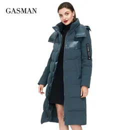 ガスマングリーンファッションブランドフード付き暖かいパーカー女性の冬のジャケットの外観女性コート女性厚いパッチワークのプラ003 210923