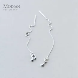 Orecchini pendenti a catena lunga con simbolo musicale in argento sterling 925 di alta qualità per gioielli di moda da donna 210707